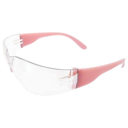 Deltaplus Clear Safety Glasses, Pink Temples, Clear 17958